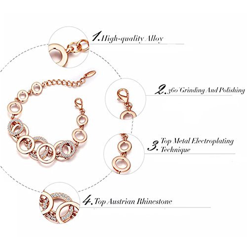 Shining Diva Fashion Jewellery 18k Rose Gold Crystal Stylish Bracelet Gift for Girls Women(9556b)