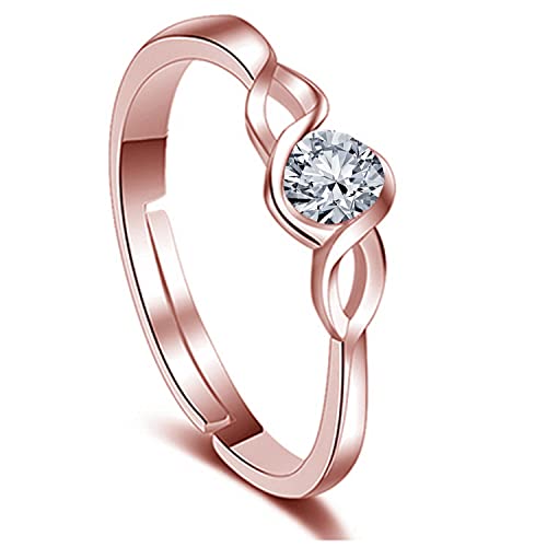 Okos Rose Gold Plated CZ Jewellery Combo of 4 Designer Finger Rings Adorned With White CZ Stones for Girls and Women CO1000427