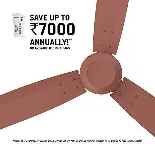 Crompton Energion Cromair 1200mm (48 inch) High Speed 5S 28W Energy Efficient BLDC Ceiling Fan with Remote (Brown), (5 Years Warranty)