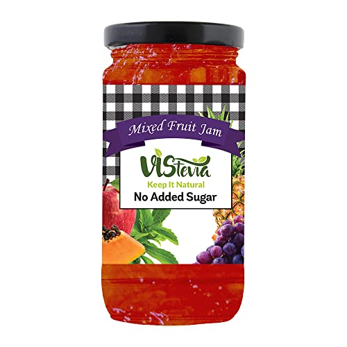 Vistevia Sugar Free Mixed Fruit Jam, Diabetic and Keto Friendly - Sweetened Naturally with Stevia, More Than 60% Fruit Content - Tastes Delicious - Pack of 1 (400G)