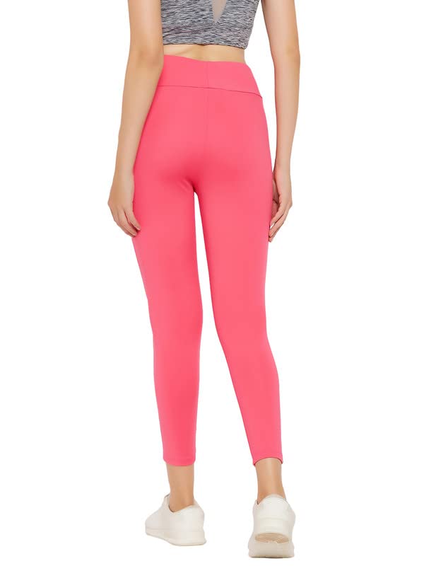 Clovia Women's High Rise Activewear Tights in Pink (AB0042B22_Pink_L)