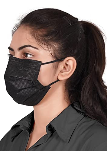Bildos® Non-Woven Fabric 3 Layer Disposable Face Mask With Nose Clip (Black) For Men & Women (100)