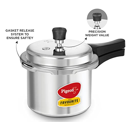 Pigeon By Stovekraft Favourite Aluminium Pressure Cooker with Outer Lid Gas Stove Compatible 3 Litre Capacity for Healthy Cooking (Silver)