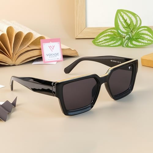 Voyage UV Protected Black Square Men & Women Sunglasses (952MG3669 |Black Lens | Black Frame)