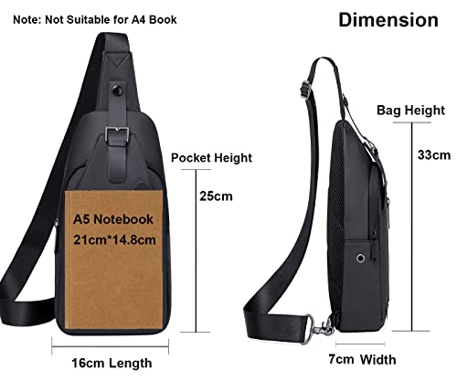 Arctic Hunter Sling Bag for Men Slim Crossbody Bag Chest Bag for Men Mobile Bag One Side Bag for 8-inch iPad with Earphone Port Water-resistant for Daily Use Small Items,Black