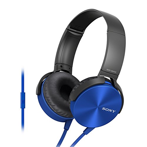 Sony Extra Bass MDR-XB450AP On-Ear Wired Headphones with Mic (Blue)