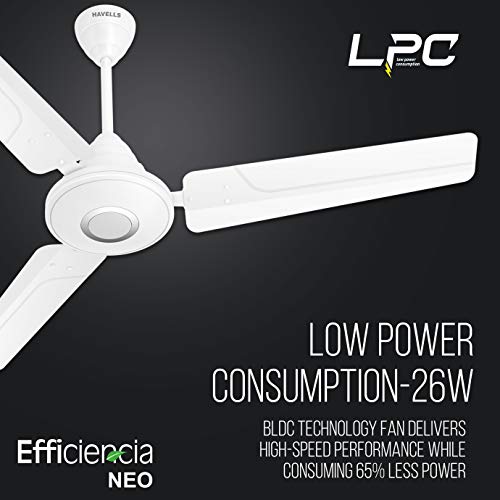 Havells Efficiencia Neo 1200Mm Bldc Motor With Remote Ceiling Fan (Elegant White), 26 Watt, Winner Of National Energy Conservation Award 2021