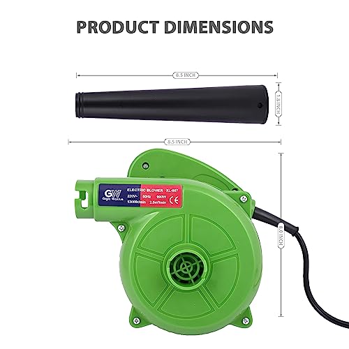 GIGAWATTS XL007 900W Electric Air Blower 13000RPM Portable 2.5m3/min Air Blow Hand Gun with Speed Lock Button for Cleaning Dust Home Office Car PC Computer Garden Leaf Dirt Cleaner