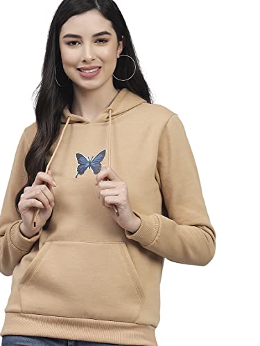 KOTTY Women Beige Full Sleeve Printed Sweatshirt(Beige,40)