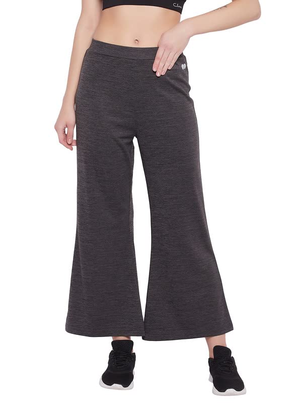 Clovia Women's Comfort Fit Flared Active Pants (AB0096P05_Grey_M)