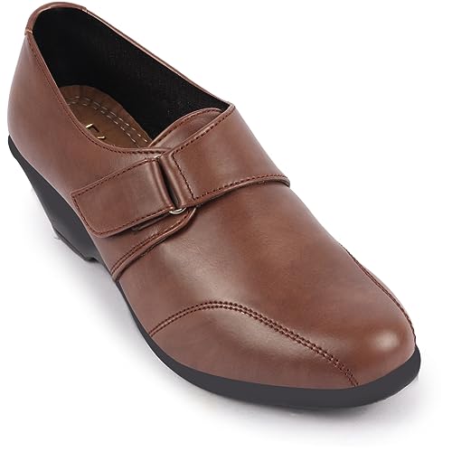 FAUSTO FST FJDWC-7003 BROWN-38 Women's Brown Outdoor Fashion Hook and Loop Platform Heel Wedges (5 UK)