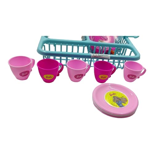 PLUSPOINT Tea Set with Basket Kids Kitchen Pretend Play Accessory Toy Set Tableware Tea Playset for Kids with Organiser Tray, Dishes, Pots, Pans and Cooking Utensils for Boys & Girls (Tea Pot Tray)