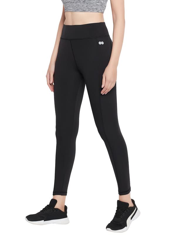 Clovia Women's High Rise Activewear Tights in Black (AB0042D13_Black_M)