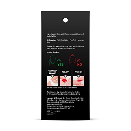 RENEE Stick On Nails DN 04| 24 Reusable Artificial Fake Nail Set| Lightweight & Long Lasting| Easy To Use| Quick Fix For Festivals & Special Occasions