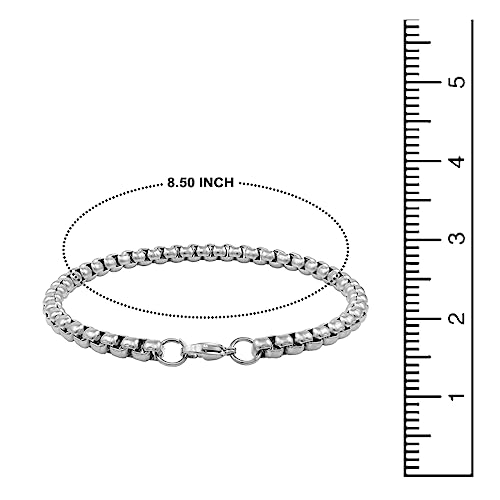 Nakabh 8 inch Stylish Chain Style Stainless Steel Bracelet for Men Boys Unisex (Silver)