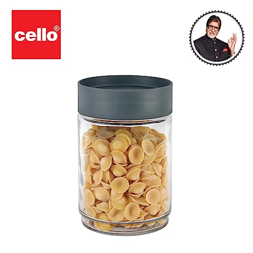 CELLO Modustack Glassy Storage Jar, Stackable, Clear, 1500ml, Grey