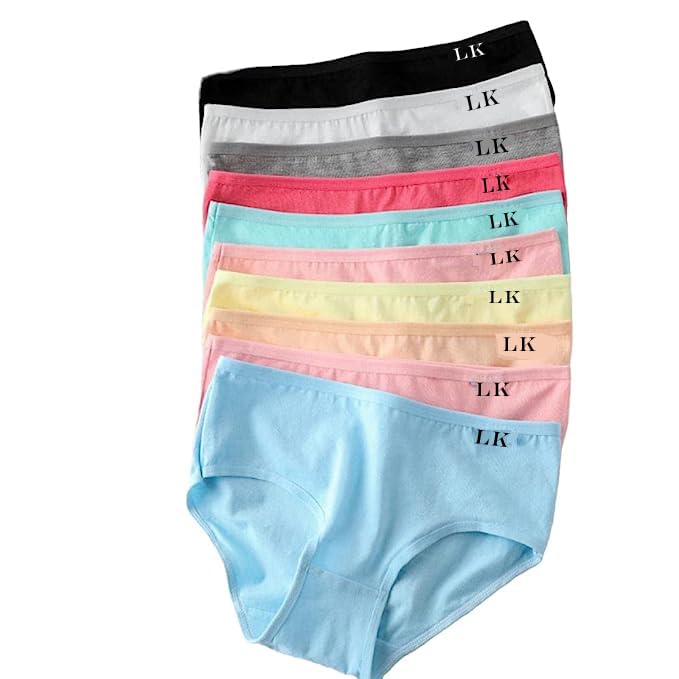 LOURYN KOULYN® Imported Women's Candy (Pop) Color Brief/ 100% Super Soft Cotton Hipster Ladies Plain Bright Panty/Innerwear Inner Elastic Underwear Combo Pack (Colour May Very) (XL, Pack-2)