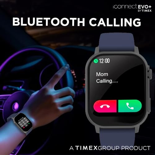 TIMEX iConnect EVO+Made in India Unisex Smartwatch|Largest Display 2.04" AMOLED with 368x448 Pixel Bluetooth Calling|Rotating Functional Crown|AI Voice Assist|Upto 7 Days Battery-TWIXW400T