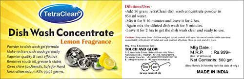 Tetraclean Quality Dish Wash Concentrate Powder for Formulation of 10 L Dish Wash Gel in Lemon Fragrance (500 GM)