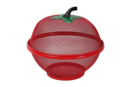 XAVRY Fruits Basket for Kitchen Basket with Net Cover (Large Size 28.5 Cm) (Red, Iron),1 Liter