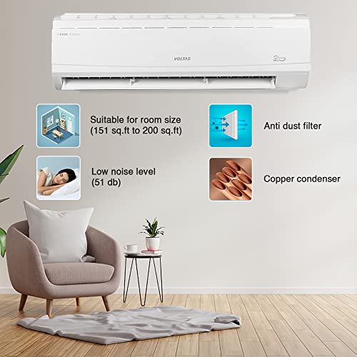 Voltas 2 Ton 5 Star, Inverter Split AC(Copper,4-in-1 Adjustable Mode, Anti-dust Filter, 2023 Model, 245V Vectra Plus, White)