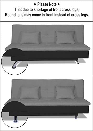 Adorn India Aspen 3 Seater Two Tone Rhombus Sofa Cum Bed (Grey & Black)