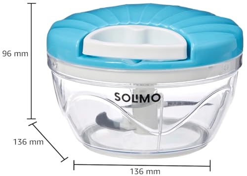 Amazon Brand - Solimo Plastic 500 ml Large Vegetable Chopper with 3 Blades, Blue