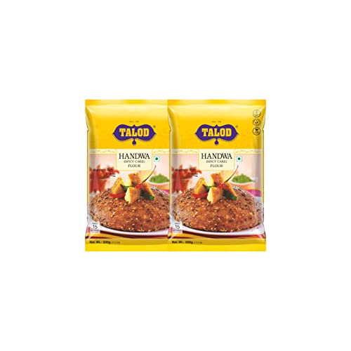 Talod Instant Mix Handwa Flour (Pack of 2 * 500 g) | 100% Vegetarian, Wheat Gluten Free, Vegan Friendly, No Preservative, No Artificial Flavours, No Artificial Colors, No MSG | Makes 15 Servings in 30 Mins from 500 g Pack