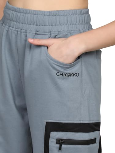 CHKOKKO Women Designer Stylish Regular Fit Casual Poly Cotton Track Pants SlateGrey L