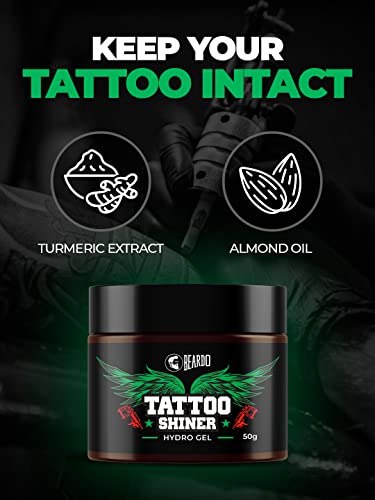 Beardo Tattoo Shiner Hydro Gel, 50g | Heals & Maintains Tattoo Ink | Tattoo Shiner for Men | Brighten & Shine Tatoo for Men