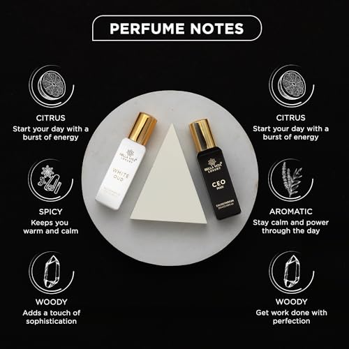 Bella Vita Luxury CEO Man & White Oud Unisex Perfume Combo with Tonka, Agarwood & Orange | Woody Long Lasting EDP Fragrance Scent, Pack of 2, 20 ml Each