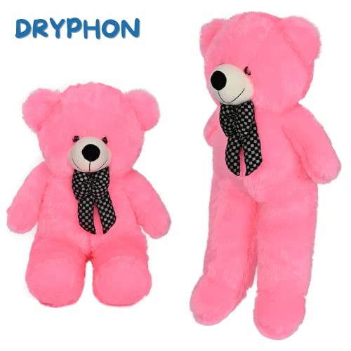 DRYPHON Teddy Bear 3 Feet for Girls and Boys | Teddy Bear with Neck Bow Stuffed Toy | Teddy Bear Soft Toys for Kids | Birthday Gifts for Girls/Husband/Wife/Girlfriend - Teddy Bear (Pink)