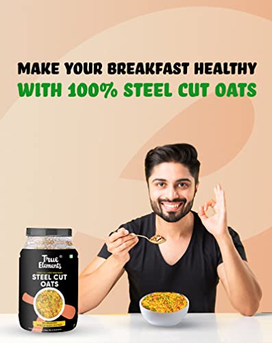 True Elements Steel Cut Oats 2kg - Diabetic Friendly | Gluten Free Oats | Breakfast Cereal | Diet Food