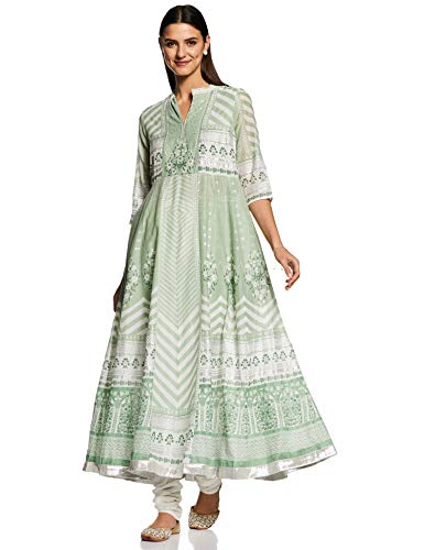 W for Woman Women's Cotton Kurta (19FEW12067-111099_Green_2XL (16))