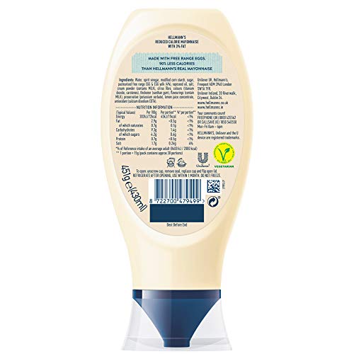 Hellmann's Lighter Than Light Mayonnaise Squeeze Bottle, 430ml