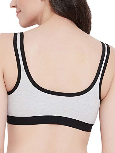 Clovia Women's Cotton Medium Impact Non-Padded Full Cup Sports Bra (BR2101A01_Grey_34B)