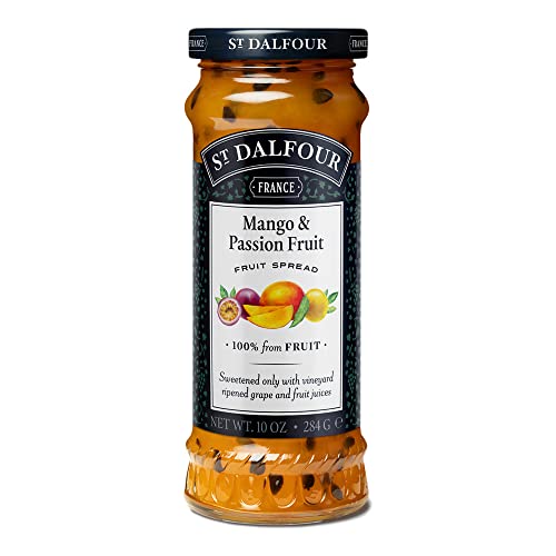 St Dalfour Mango & Passion Fruit Fruit Spread 284 g | No Added Sugar | 100% from Fruit | No Added Preservatives, Colours, Flavors or Sweeteners | No Corn Syrup | Traditional French Recipe