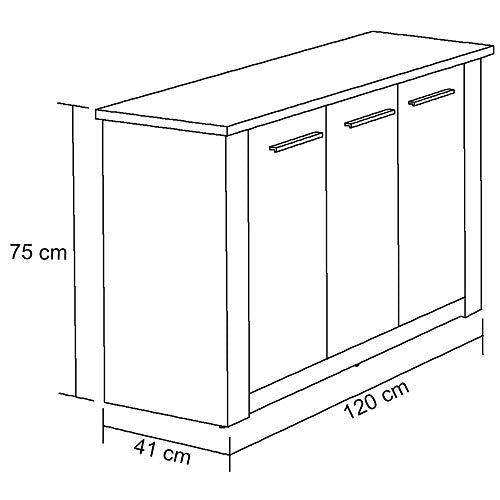 Madesa Buffet Sideboard with 3 Doors, Dining Room Furniture, Wood, 119 W x 79 H x 42 D Cm – Rustic