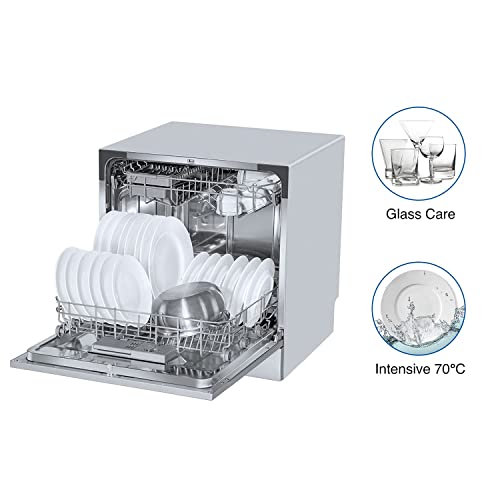 Voltas Beko 8 Place Settings Table Top Dishwasher (DT8S, Silver, Inbuilt Heater)