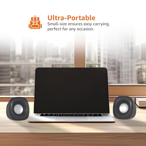 amazon basics 2.0 Multimedia Speaker for PC | 3.5 mm Aux-in | 2x3W | for PC, Laptop, Tablet