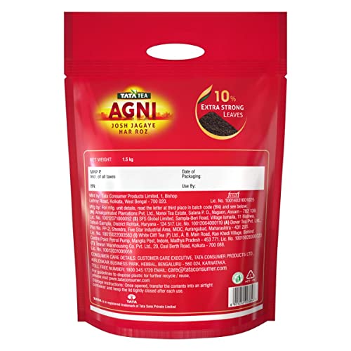 Tata Tea Agni | Strong chai With 10% Extra Strong Leaves | Black Tea | 1.5 kg