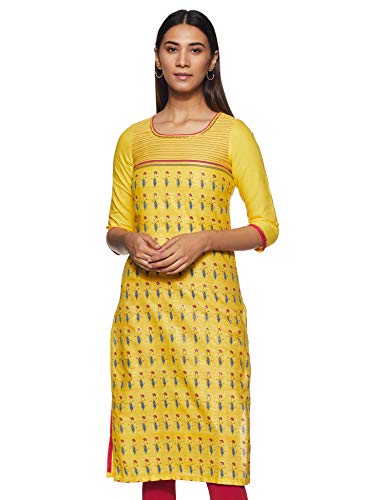 Aurelia Women's Cotton Kurta (20FEA11388-501469_Yellow_Small)