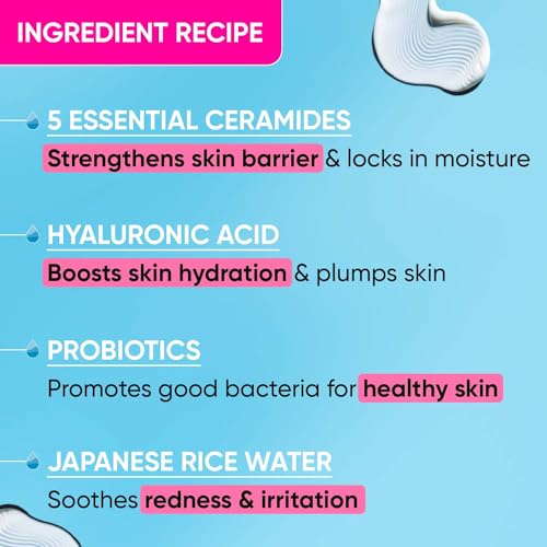Dot & Key Ceramides Moisturizer with Hyaluronic for Intense Moisturizing and Skin Strengthening | With Probiotic & Rice Water I Barrier Repair Cream | For Dry Skin, Normal Skin & Sensitive Skin | 100g