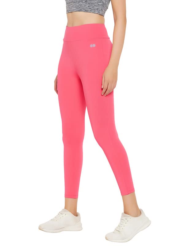 Clovia Women's High Rise Activewear Tights in Pink (AB0042B22_Pink_L)