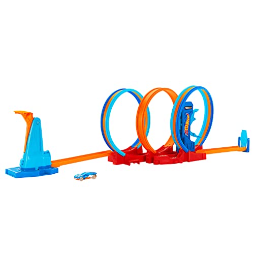 Hot Wheels® Track Set, Ultra Hots™ Loop Madness™ with 3 Loops and 1 Hot Wheels® Car in 1:64 Scale, Connects to Other Sets, Collapses for Easy Toy Storage