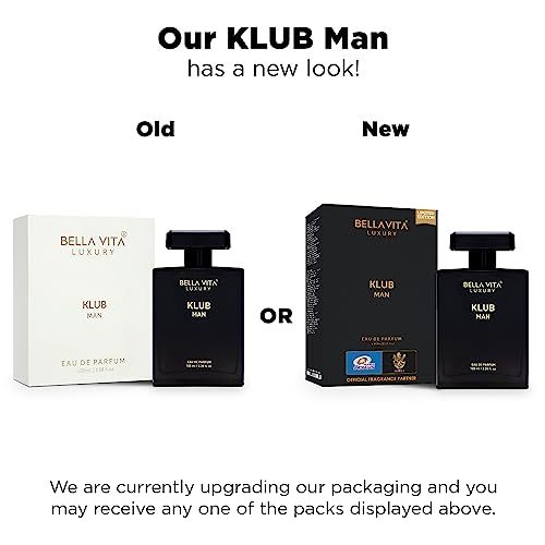 Bella Vita Luxury KLUB Man Eau De Parfum Perfume for Men with Lemon, Rose and Vanilla|Musky and Spicy Long Lasting Premium EDP Fragrance Scent, 100Ml