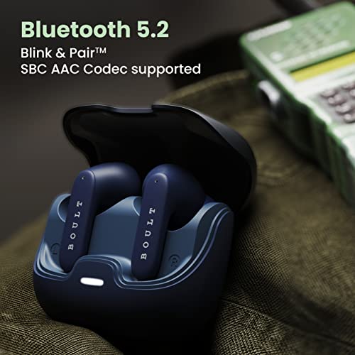 Boult Audio Z40 True Wireless in Ear Earbuds with 60H Playtime, Zen™ ENC Mic, Low Latency Gaming, Type-C Fast Charging, Made in India, 10mm Rich Bass Drivers, IPX5, Bluetooth 5.3 Ear Buds TWS (Blue)