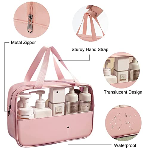 Niwlix Travel Makeup Pouch Set Toiletry Bag Cosmetic Organizer Bag for Women and Girls Toiletry Storage Kit Set of 3 - Pink