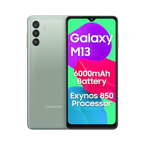 Samsung Galaxy M13 (Aqua Green, 4GB, 64GB Storage) | 6000mAh Battery | Upto 8GB RAM with RAM Plus