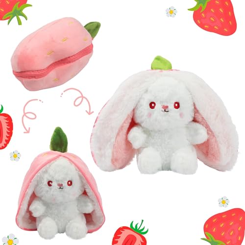 SCOOBA Reversible Rabbit Strawberry Stuffed Toy Small 25cm